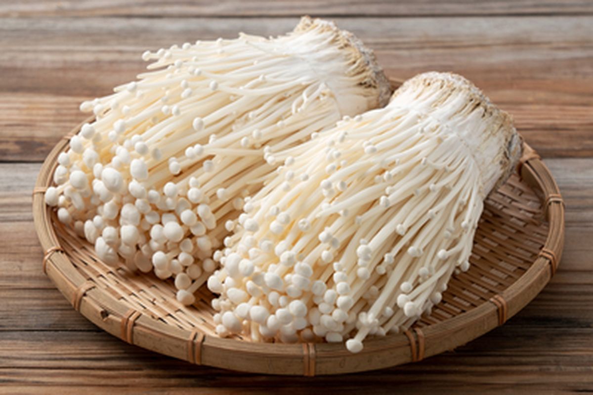 Bahan Makanan Enoki Sebuah Olahan Jamur
